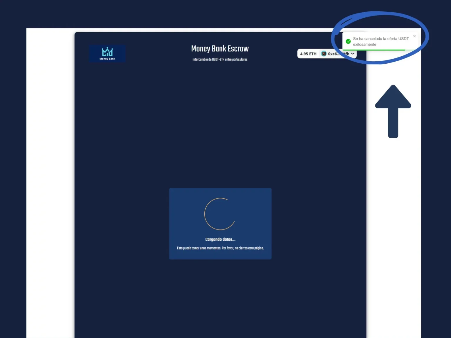 Imagen de detalle de una dapp de intercambio de criptomonedas