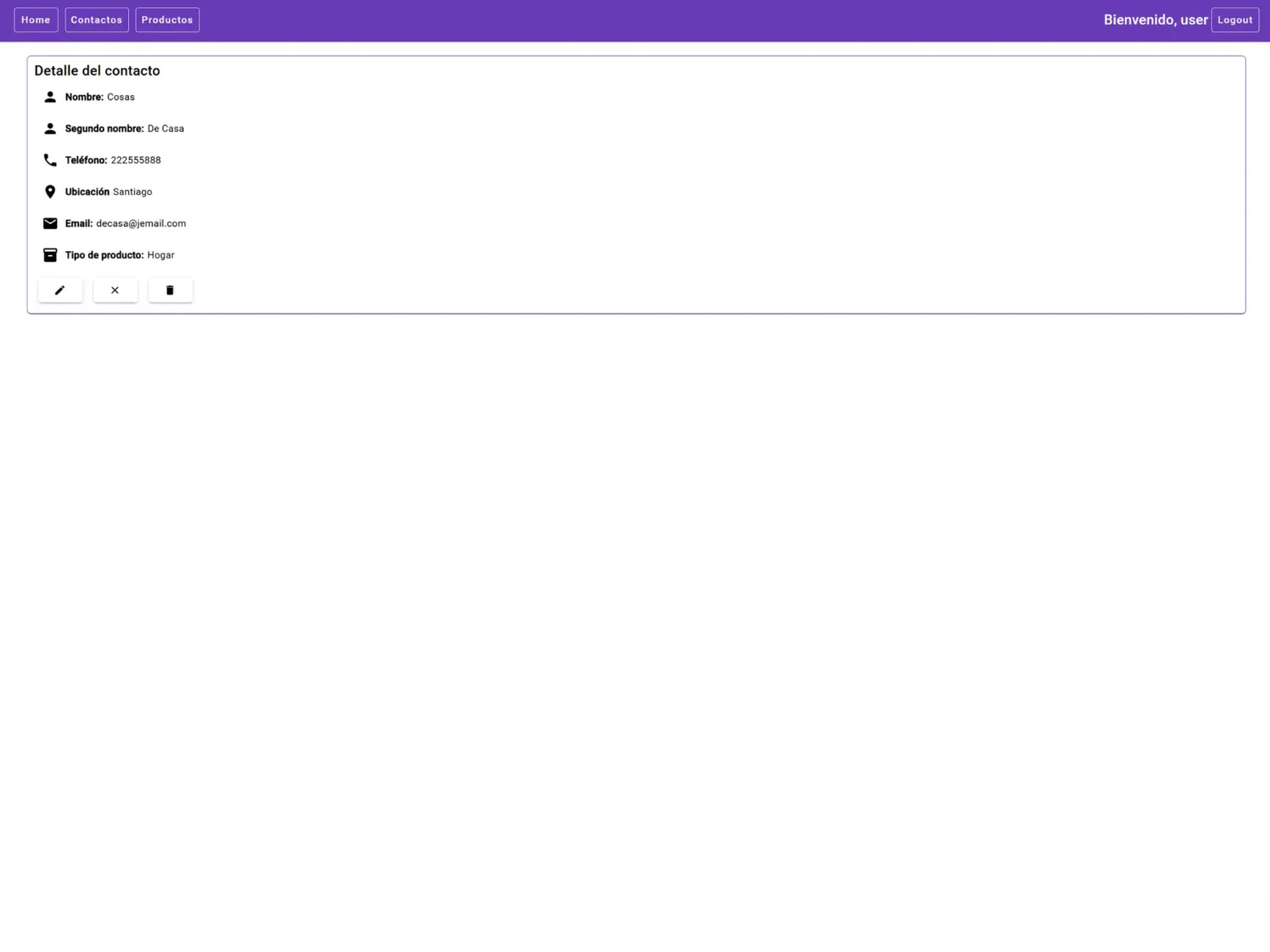 Imagen de la página de detalle de un producto de una aplicación para gestión de una tienda o almacén