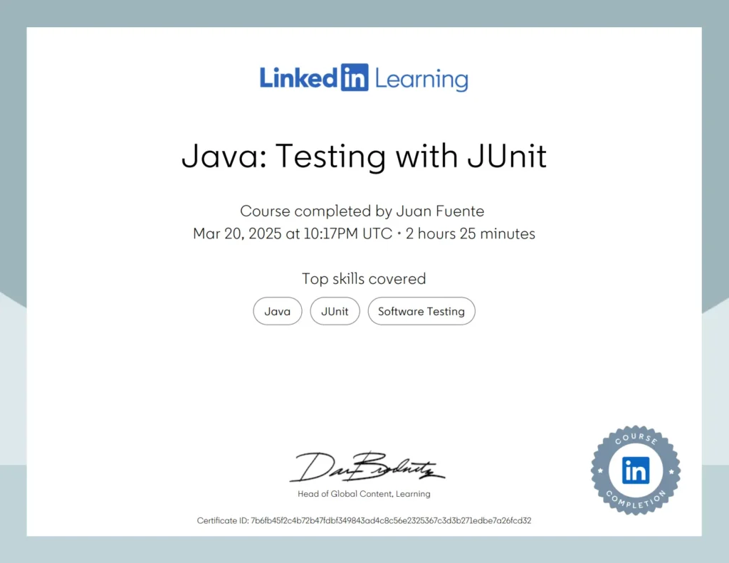 Diploma_de_Junit_testing_en_Java_Juan_Fuente